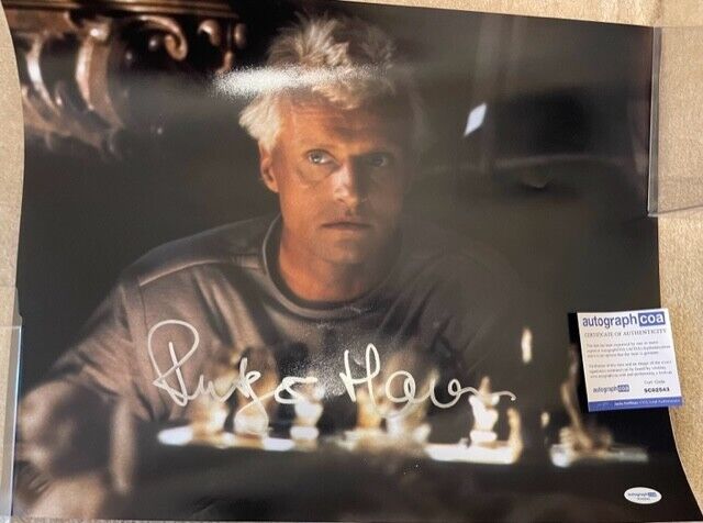 RUTGER HAUER SIGNED LARGE BLADE RUNNER PHOTO ALSO ACOA