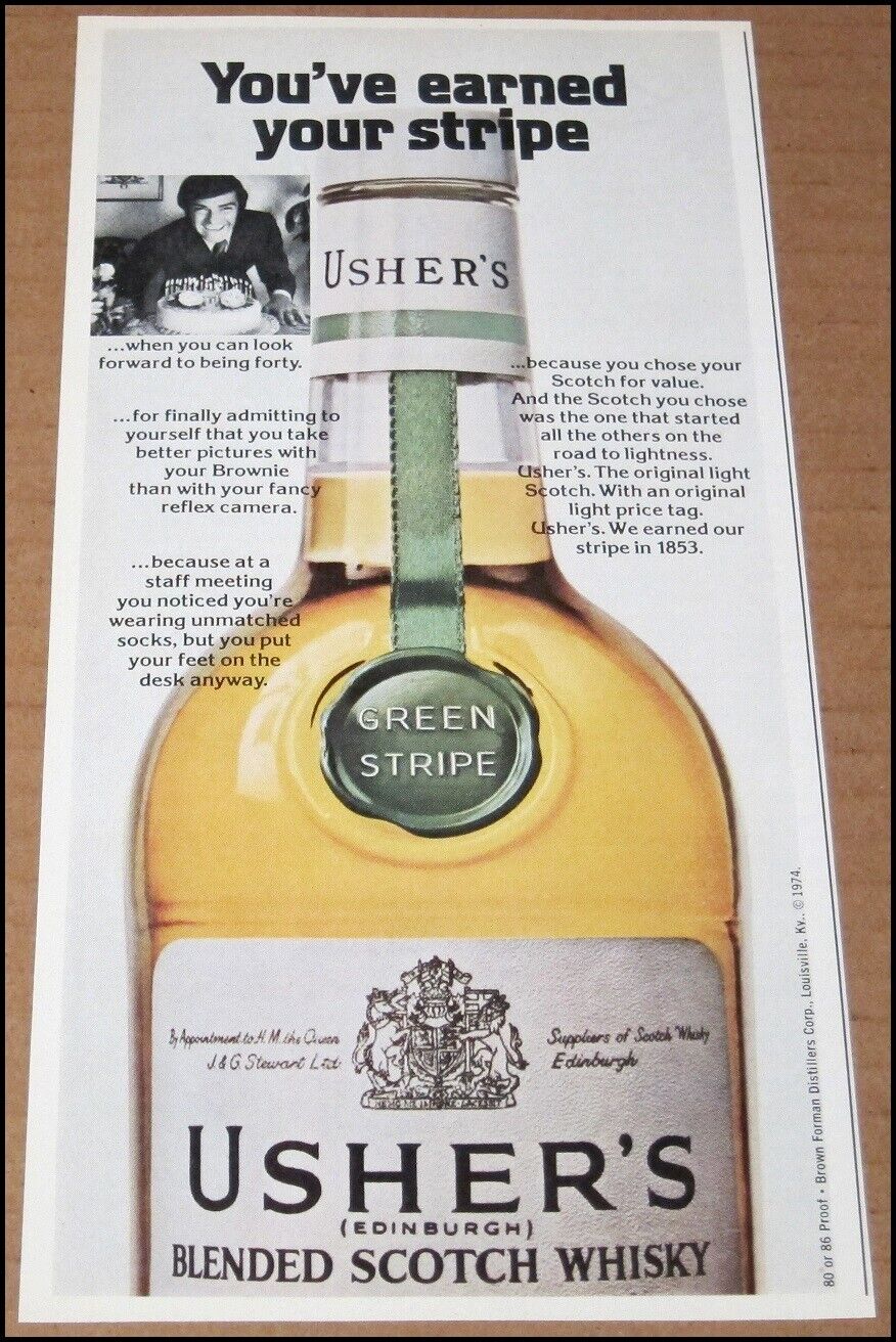 1975 Usher's Scotch Whisky Print Ad Advertisement Clipping Vintage Edinburgh