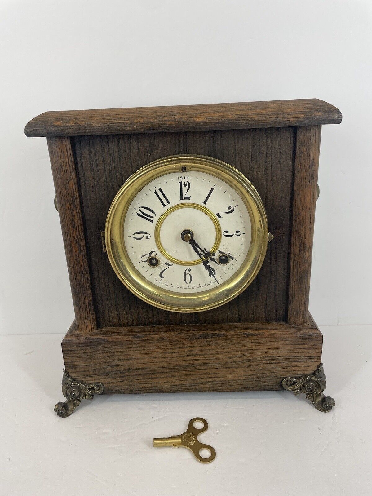 Antique NEW HAVEN 301 Clock, WORKING, Key, Pendulum, Hands, Works Great