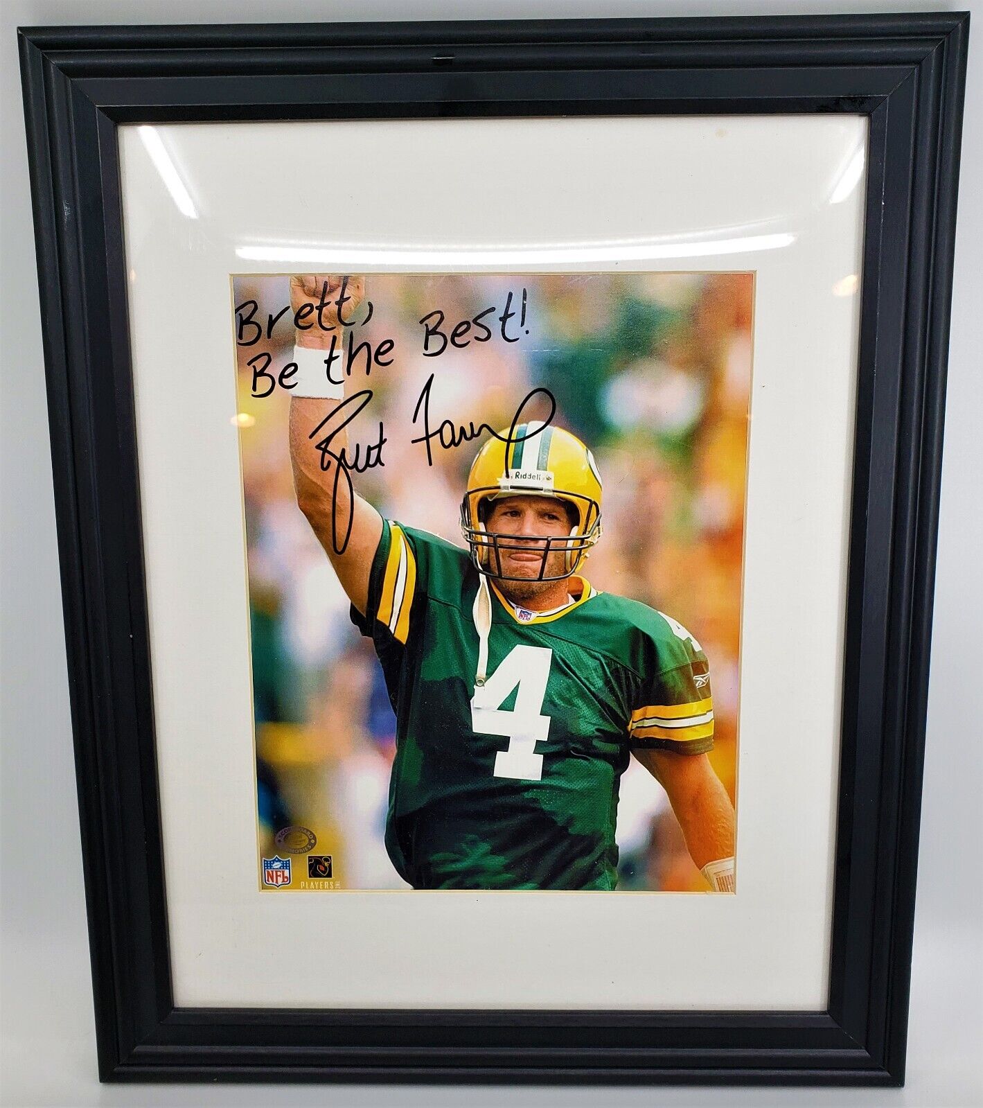 Framed - Matted - Signed & Inscribed NFL Packers Photo of Brett Favre 13