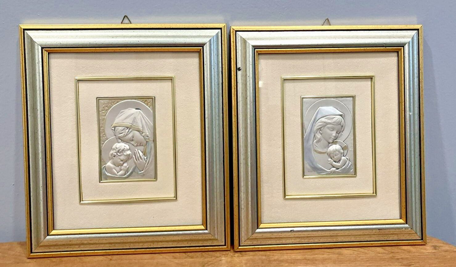 ASA Linea Sterling Silver Madonna & Child Mary & Jesus Framed Matted