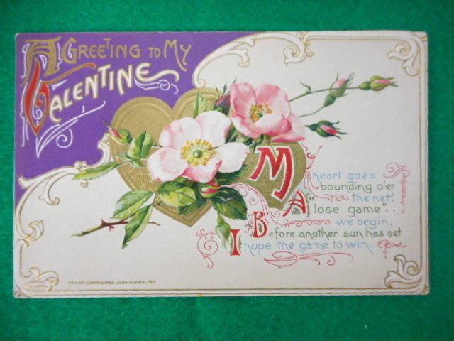 Vintage Embossed Valentine Postcard John Winsch My Heart Goes Bounding O\'er