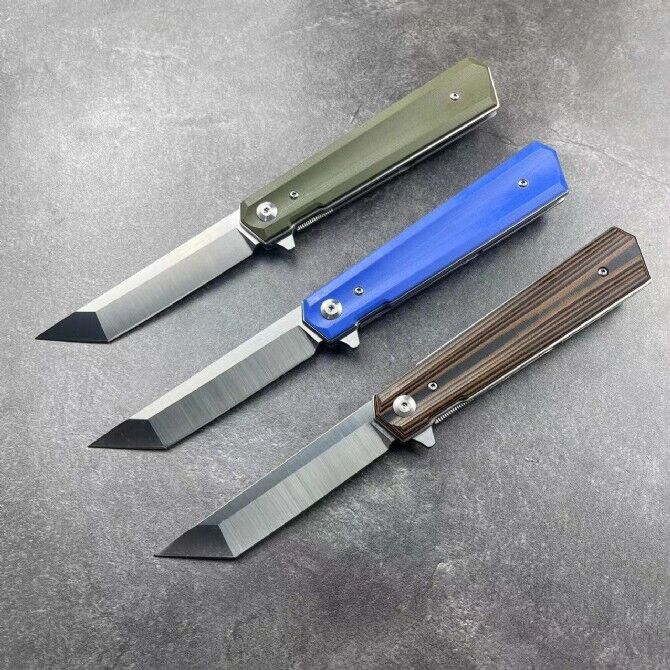 New Fast Open 14C28N Steel G10 Handle Tactic Pocket Folding Knife EDC JJ030