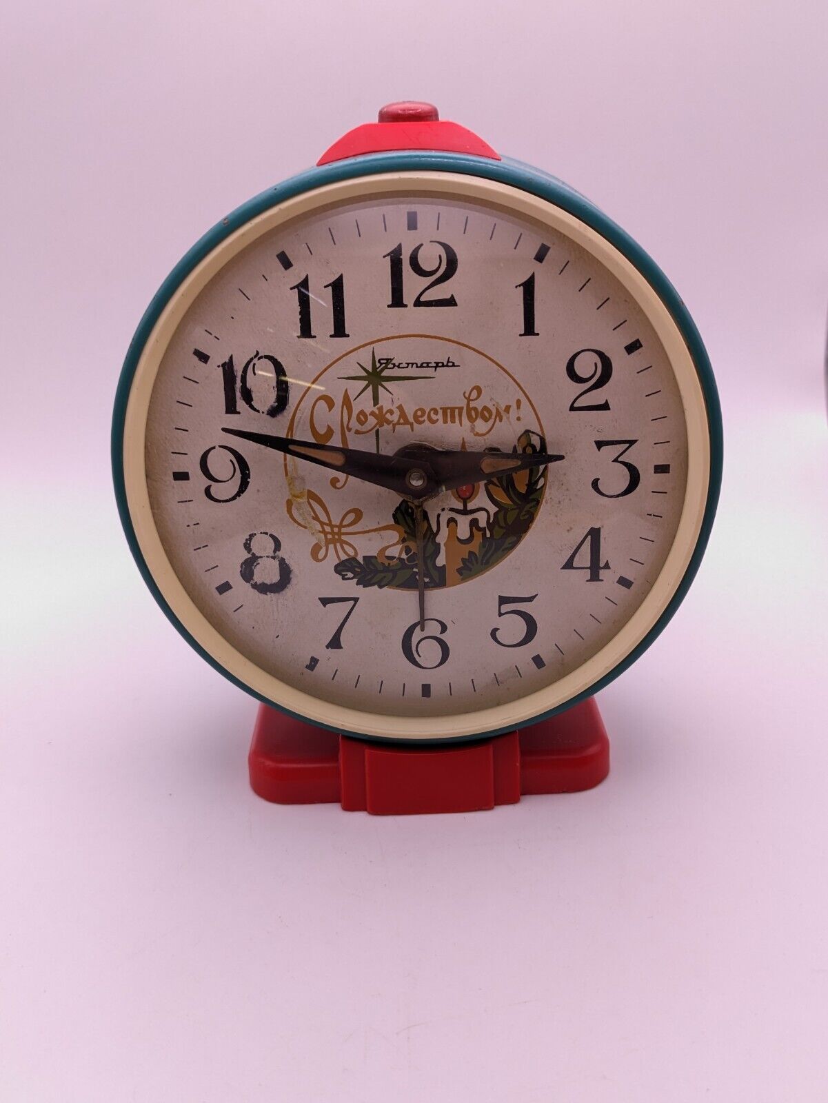 Vintage alarm clock, Jantar alarm clock, mechanical soviet clock, USSR, wind up