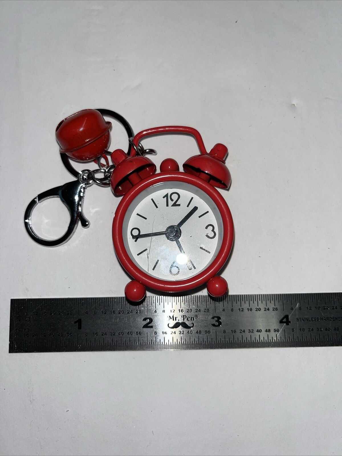 Mini Alarm Clock Keychain Red 