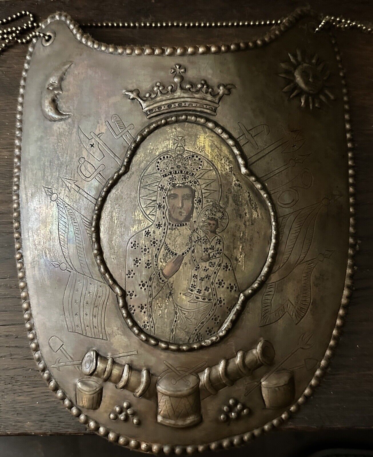 Antique Religious Polish Shield Gorget Ryngraf Patriotic Military ?