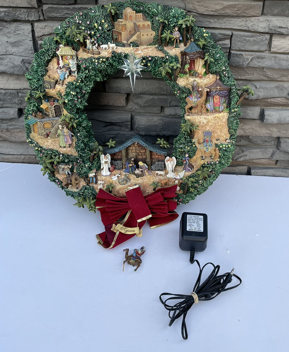 Thomas Kincaid Illuminated Christmas Nativity Wreath Works W/ Battery For Repair