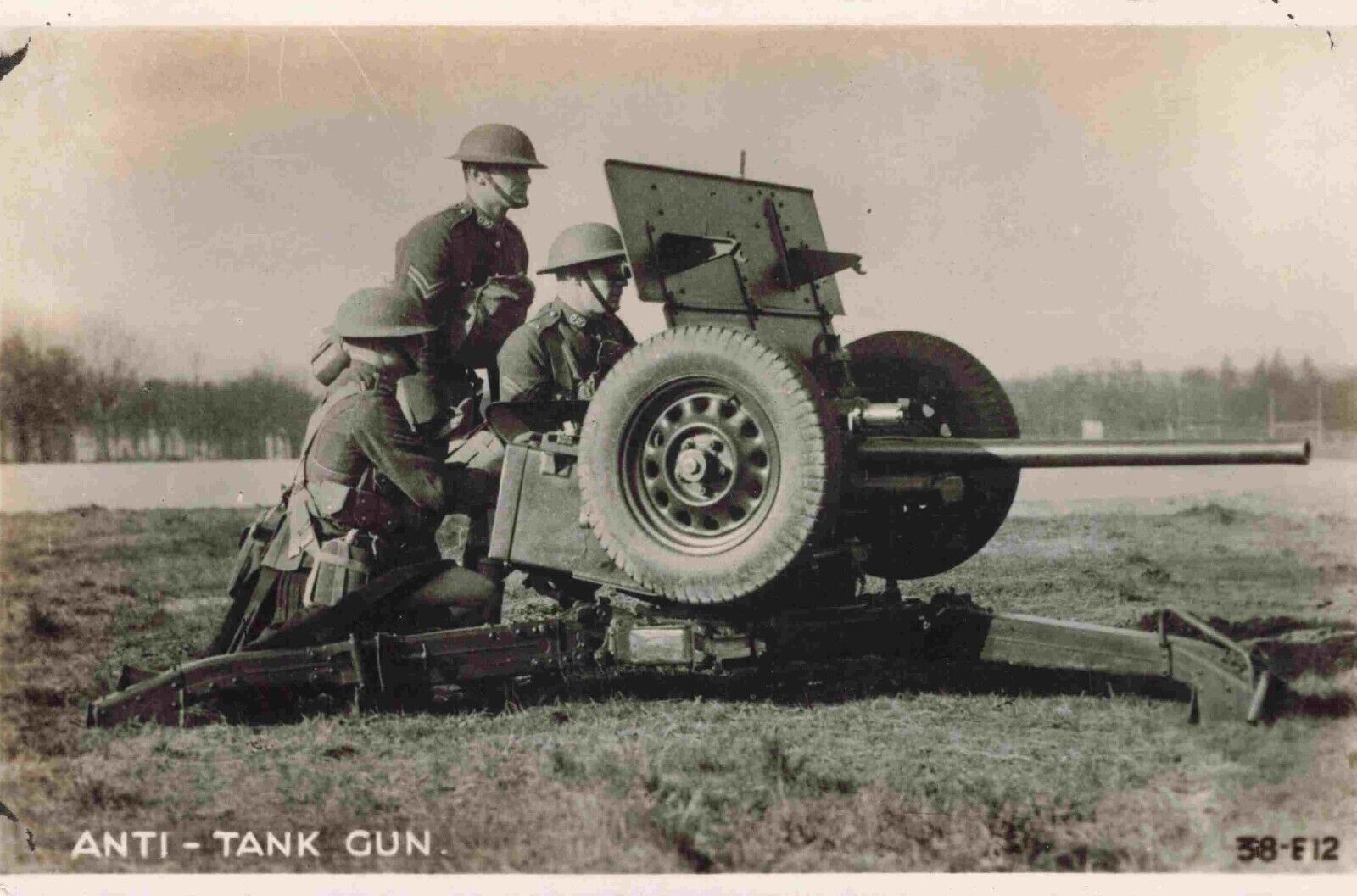 RPPC WWII Anti Tank Gun British Soldiers Ready Their Weapon Vintage Postcard
