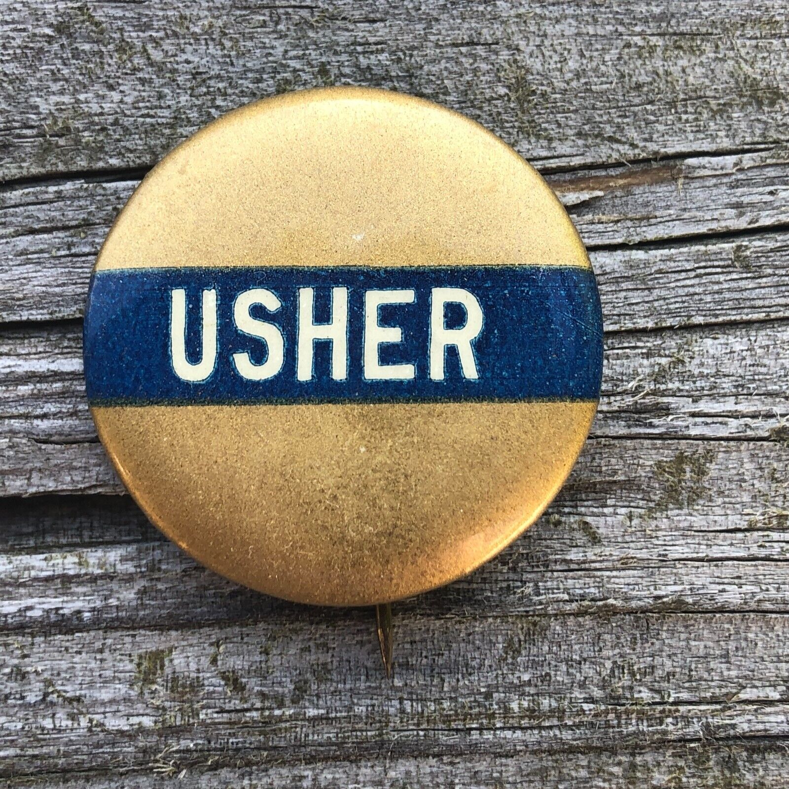 USHER Pinback Button Pin Badge Steiner St. Louis Scarce Antique Vintage