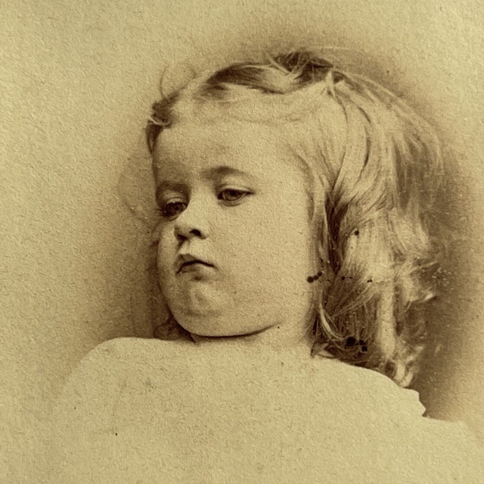 Antique CDV Photograph Adorable Little Girl Curled Hair Bangor ME