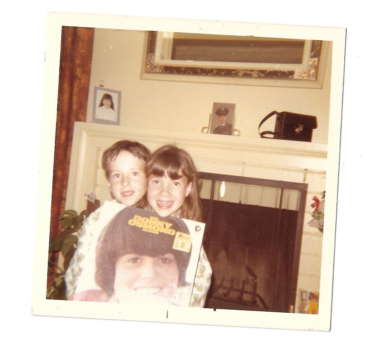 Vintage 1970s Boy + Girl Kids with DONNY OSMOND RECORD ALBUM Photo