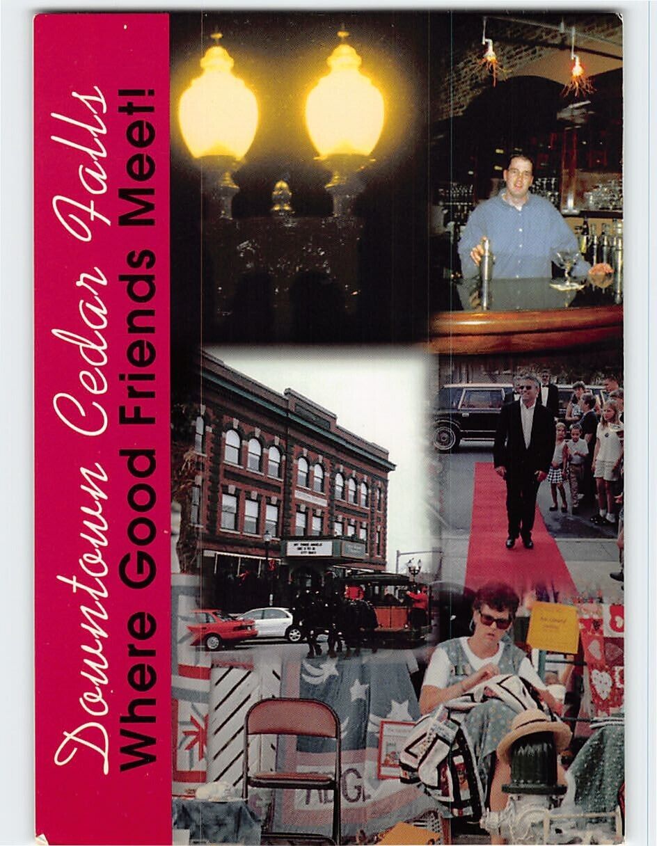 Postcard Where Good Friends Meet, Downtown Cedar Falls, Iowa