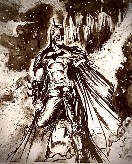 Batman Sketch FreeHand Deceased artist 11x14