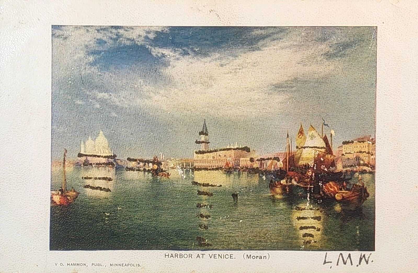 1906 Artist Picture Postcard ~ Harbor In Venice, Italy ~ V.O. Hammon. #-4726