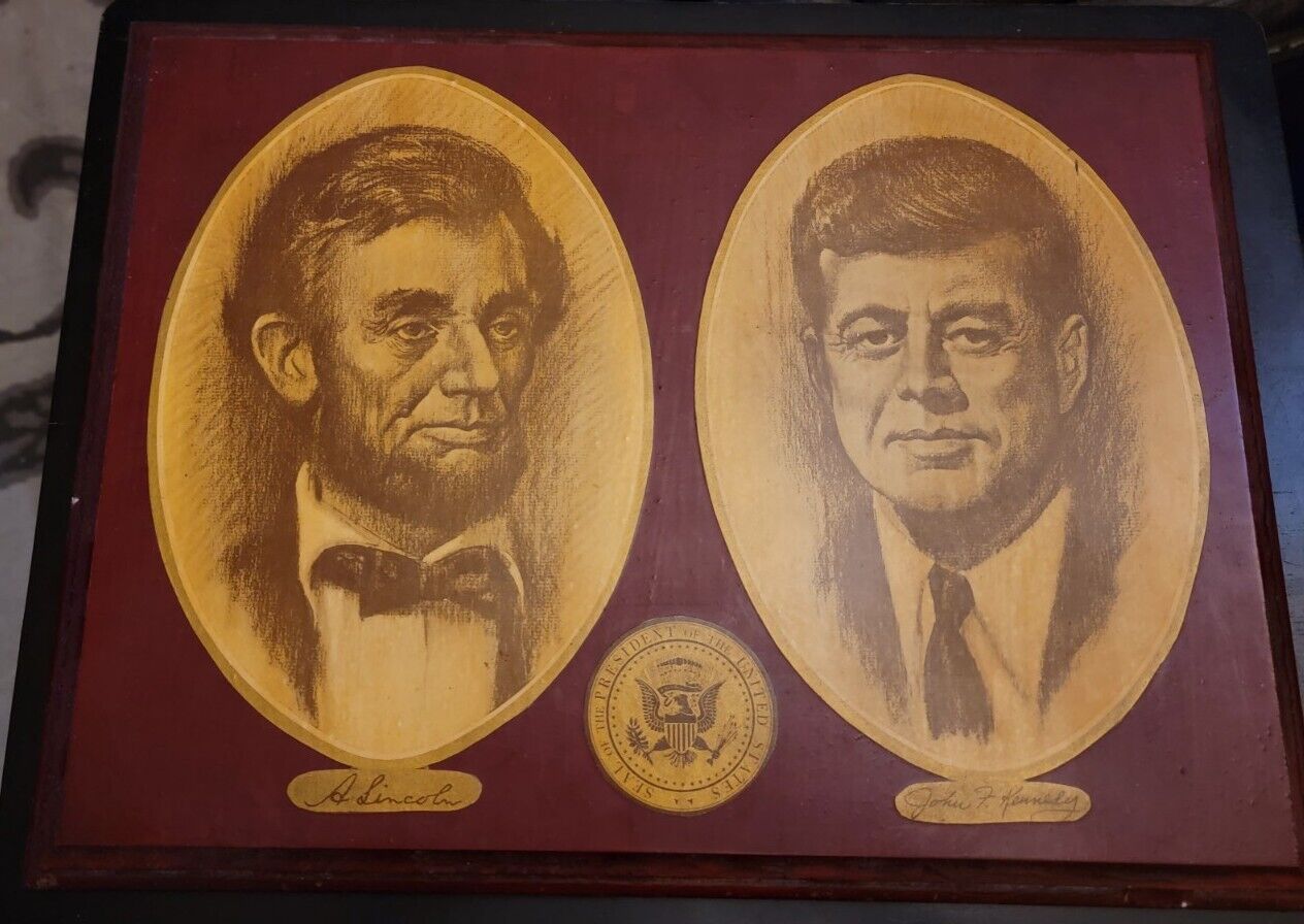 Abraham Lincoln John F Kennedy Wood Plaque Seal President of The United States 