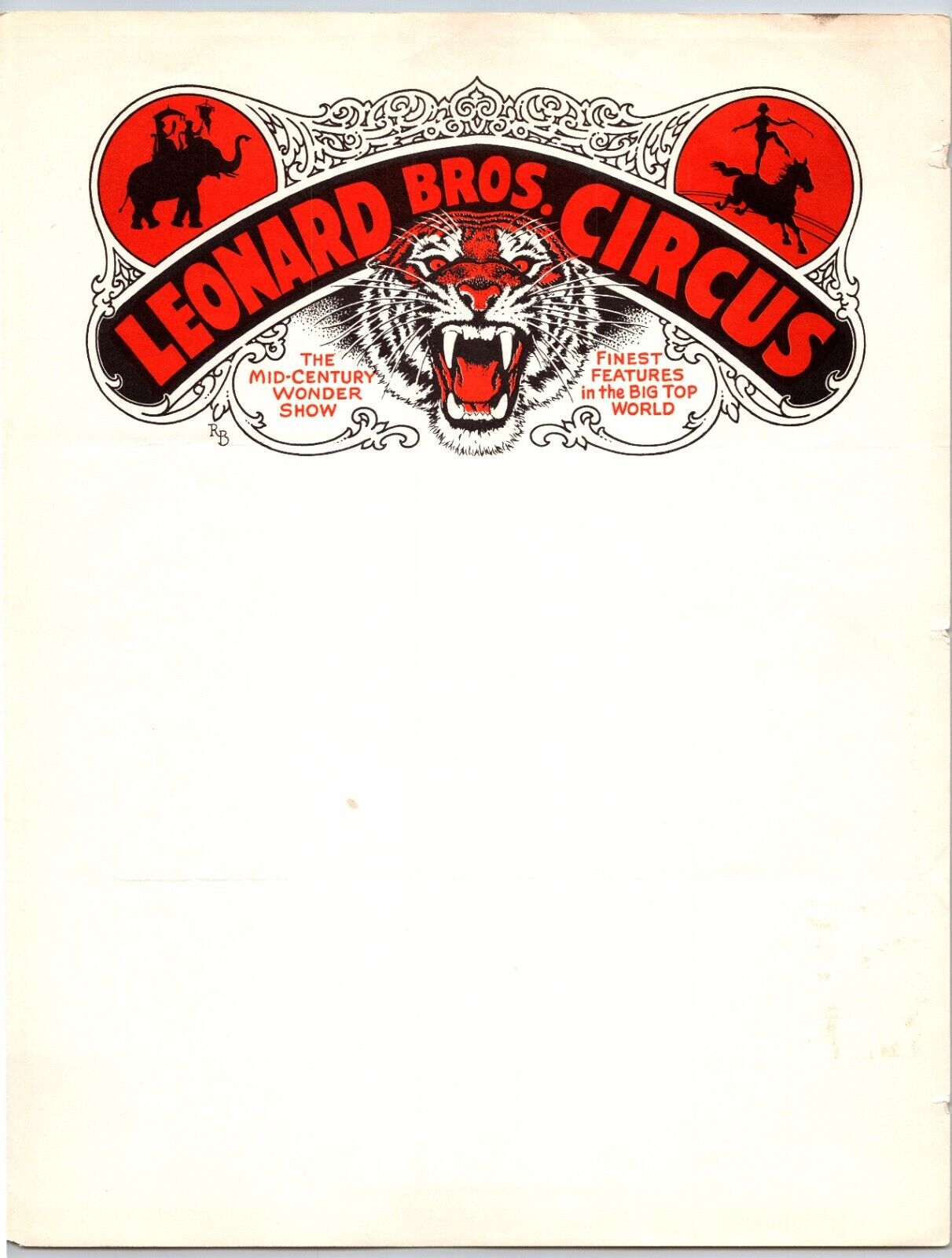 Leonard Bros. Circus Letterhead \