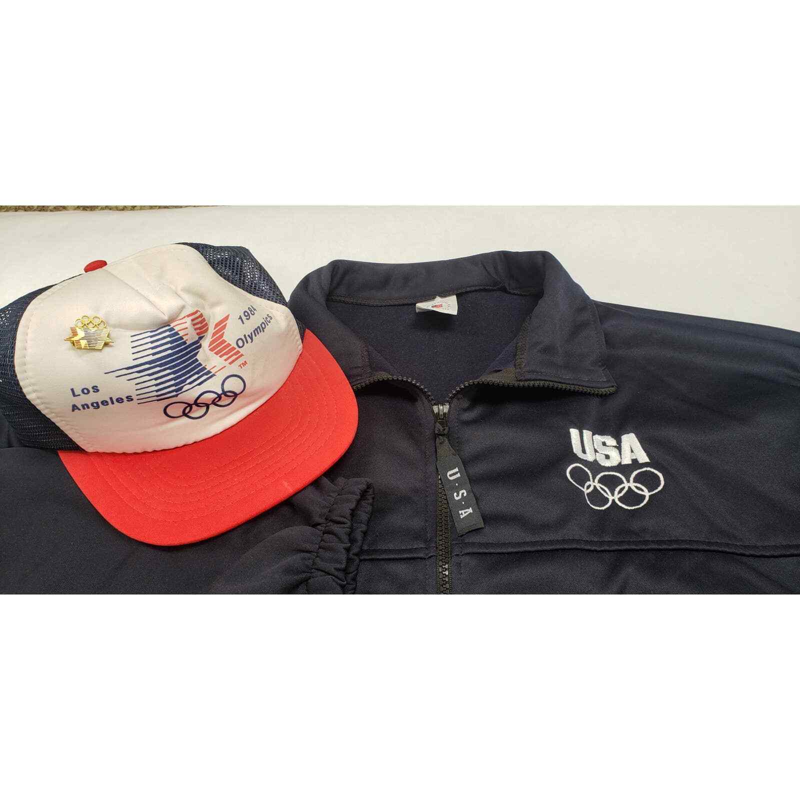1984 Los Angeles Olympics official full zip coat trucker hat Olympic pin