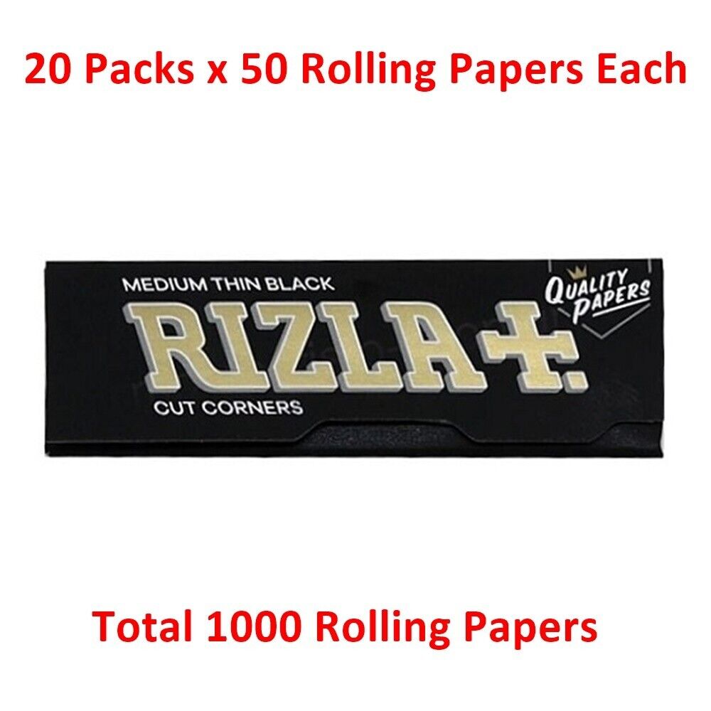20-Packs Rizla Medium Thin Black Regular Size Rolling Papers x 50 papers each