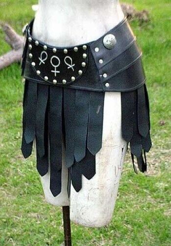 Medieval Viking Knight waist Armor Leather black skirt look armor ICA SCA