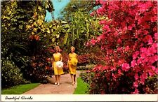 Postcard - Brilliant Azaleas Border a Walk in a Florida Tropical Garden, USA picture