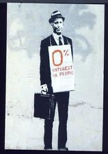 New Postcard, BANKSY Street Art Graffiti, Businessman 0% Zero Percent Interest i picture