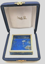 BEAUTIFUL LAPISLAZULI JEWELRY DISH IN BLUE CASE, w/CERTIFICATE OF ORIGIN 1996 vg picture