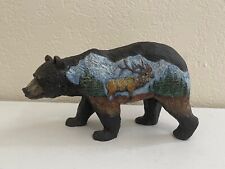 Resin Bear Figurine / Statue with Stag / Elk in Mountain Landscape Trees Dec. picture