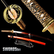 Bloody Red Damascus Steel Sharp Blade Battle Ready Real Samurai Katana Sword  picture