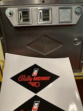 BALLY-MIDWAY Diamond Shape Vinyl Die Cut Pinball Machine Door Sticker 6” X 3.25” picture