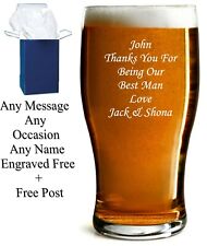 Personalised Pint Tulip Lager Beer Glass Engraved Wedding Usher Thank You  picture