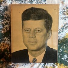 Vintage John F Kennedy JFK Hanging Wooden Plaque Picture 35th President picture