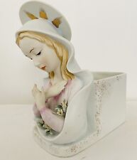 Vintage Lefton Mother Mary Madonna Figurine Planter w/Label Gold Pink KW1549 picture