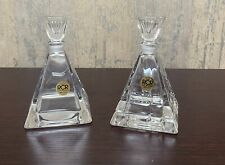 2 Royal Crystal Rock RCR Perfume Bottle Cut Prism Round Italy Italia 5” picture