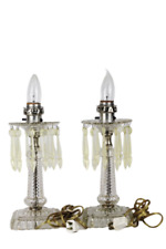 Vintage Boudoir Vanity Mantle Glass Table Lamps Acrylic Prisms Electric 13