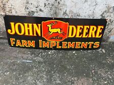 RARE PORCELAIN JOHN DEERE FARM IMPLEMETS ENAMEL SIGN 60 INCHES SSP picture