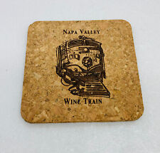 Vintage Napa Valley Wine Train Drinking Coaster All Cork 4” Unique Art Decor 25 picture