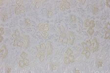 5 1/2 YDS BEIGE & CREAM BROCATELLE FABRIC Upholstery French Victorian Floral picture