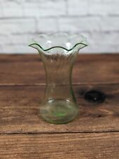 Vintage MCM Uranium Glass 8” Vase Flared Edge picture