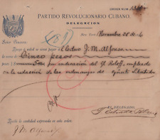 TOMÁS ESTRADA PALMA Cuban PRESIDENT Signed Spam Am War Document AUTOGRAPHED 1896 picture