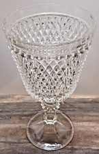 Vintage Glass Compote Vase Diamond Point Pedestal Foot 10.75