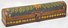 Vintage Wooden Small Pencil Stationary Box Original Old Hand Crafted Painted picture