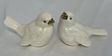 Pair Of Vintage Goebel Porcelain White Bird Figurines Gold Trim West Germany picture