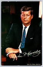 John F Kennedy Fabian Bachrach Color U.S. President Vintage Postcard picture