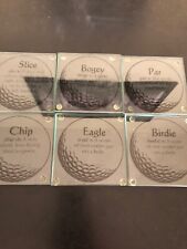 6 Glass golf coasters picture