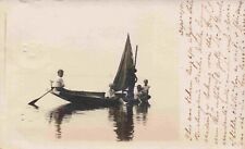 5 Boys Paddle Boat Weyers Lake Burlington Beach C1910'S Rppc Photo Postcard 1911 picture