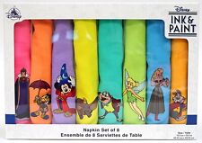 New Disney Parks Ink & Paint Artist Palette Embroidered Character Napkins 8 Set picture