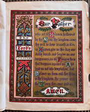 Holy Antique Wall Page, 150 Year Old, Original,Christian,Religious, Bible Prayer picture