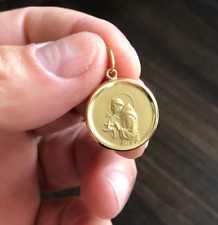 18k Gold St Francis Round Medal Small, 2 grams - 0,7 in , Catholic picture