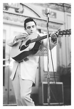 JOHHNY CASH AT A CONCERT PLAYING GUITAR 4X6 B&W PHOTO picture