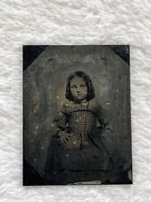 tintype of pretty young girl with amazing hair braids polka dots dress picture